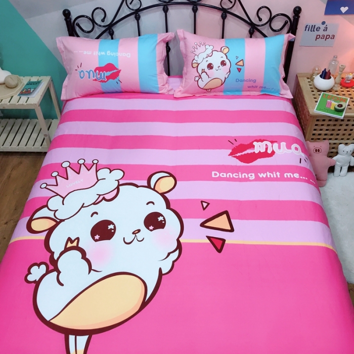 91家纺网 家纺一手货源 找家纺 金爱家 2021新款13070卡通全棉四件套 萌萌哒