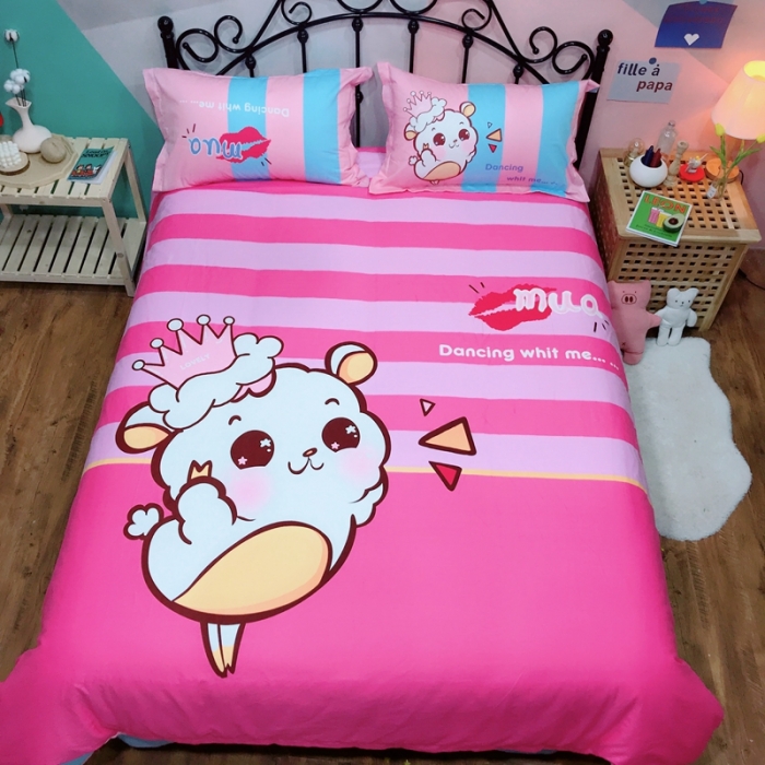 91家纺网 家纺一手货源 找家纺 金爱家 2021新款13070卡通全棉四件套 萌萌哒