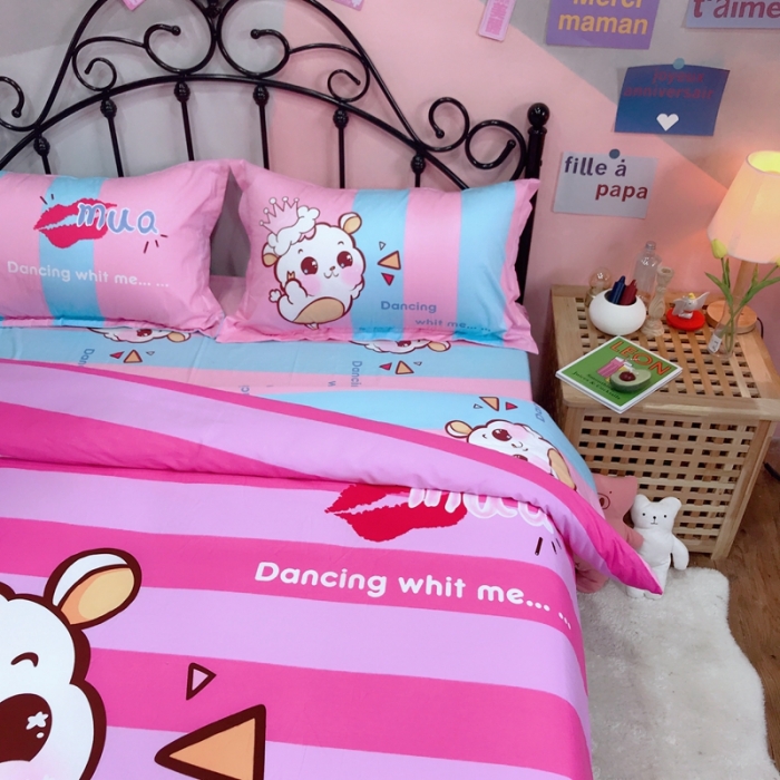 91家纺网 家纺一手货源 找家纺 金爱家 2021新款13070卡通全棉四件套 萌萌哒