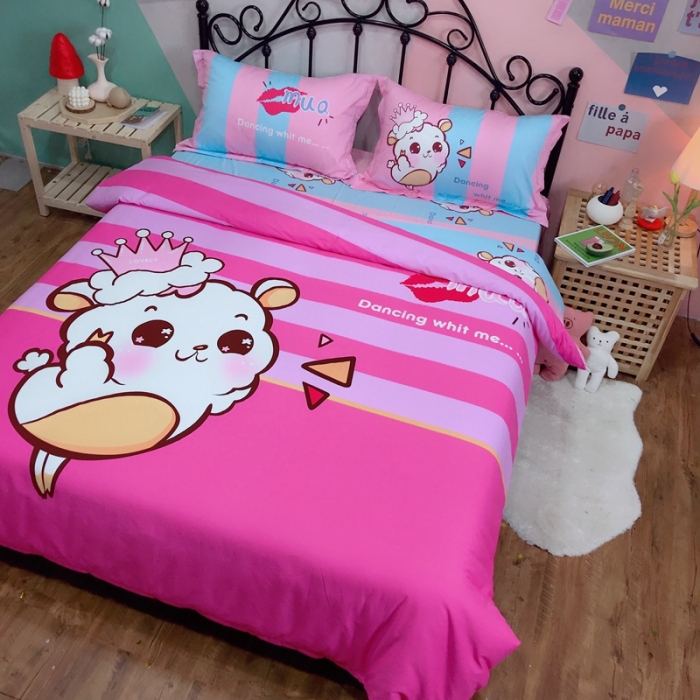91家纺网 家纺一手货源 找家纺 金爱家 2021新款13070卡通全棉四件套 萌萌哒