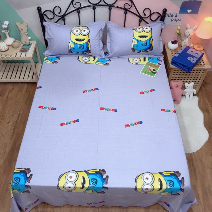 91家纺网 家纺一手货源 找家纺 金爱家 2021新款13070卡通全棉四件套 牛仔小黄人