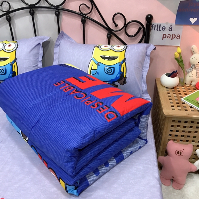 91家纺网 家纺一手货源 找家纺 金爱家 2021新款13070卡通全棉四件套 牛仔小黄人