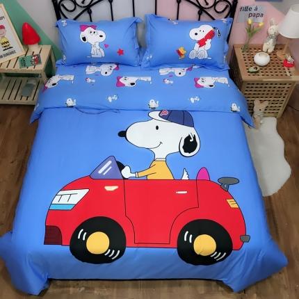 金爱家 2021新款13070卡通全棉四件套 史努比蓝