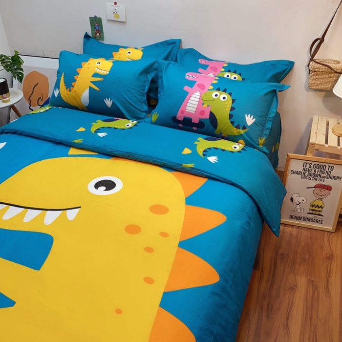 91家纺网 家纺一手货源 找家纺 金爱家 2021新款13070卡通全棉四件套 探险家