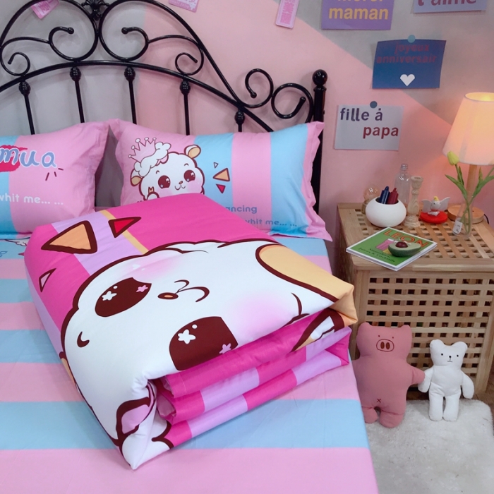 91家纺网 家纺一手货源 找家纺 金爱家 2021新款13070卡通全棉四件套 萌萌哒