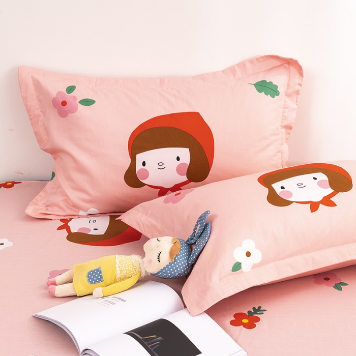 91家纺网 家纺一手货源 找家纺 金爱家 2021新款13372卡通全棉四件套 大红帽