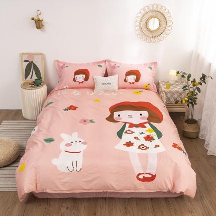 金爱家 2021新款13372卡通全棉四件套 大红帽