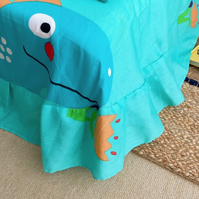 91家纺网 家纺一手货源 找家纺 金爱家 2021新款13372卡通全棉四件套 独家恐龙森林白