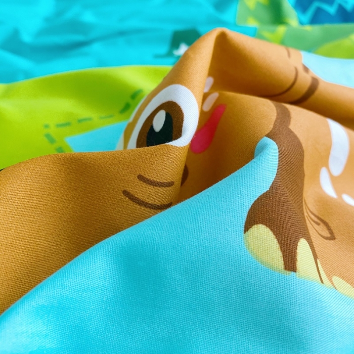 91家纺网 家纺一手货源 找家纺 金爱家 2021新款13372卡通全棉四件套 独家恐龙森林绿