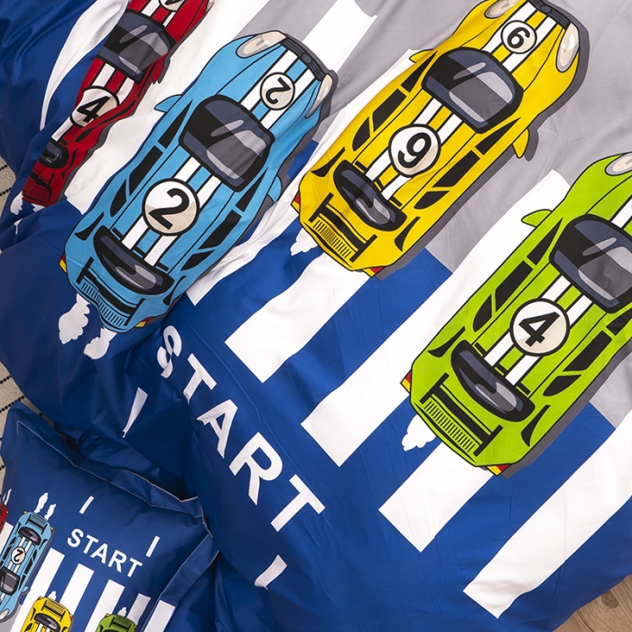 91家纺网 家纺一手货源 找家纺 金爱家 2021新款13372卡通全棉四件套 疯狂赛车