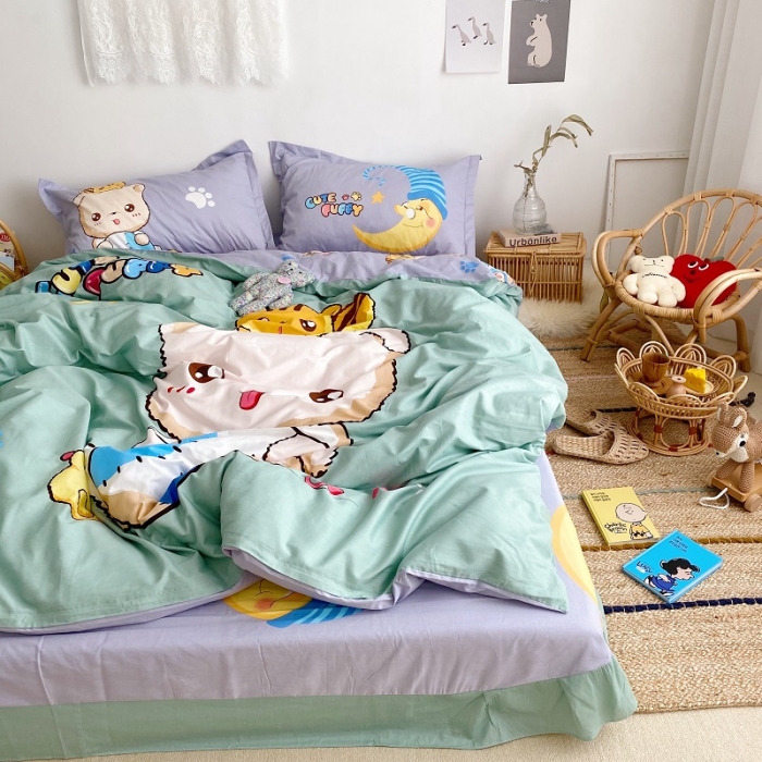 91家纺网 家纺一手货源 找家纺 金爱家 2021新款13372卡通全棉四件套 可爱熊