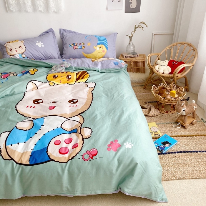 91家纺网 家纺一手货源 找家纺 金爱家 2021新款13372卡通全棉四件套 可爱熊