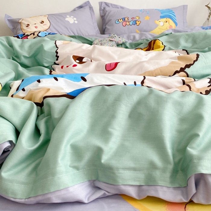 91家纺网 家纺一手货源 找家纺 金爱家 2021新款13372卡通全棉四件套 可爱熊