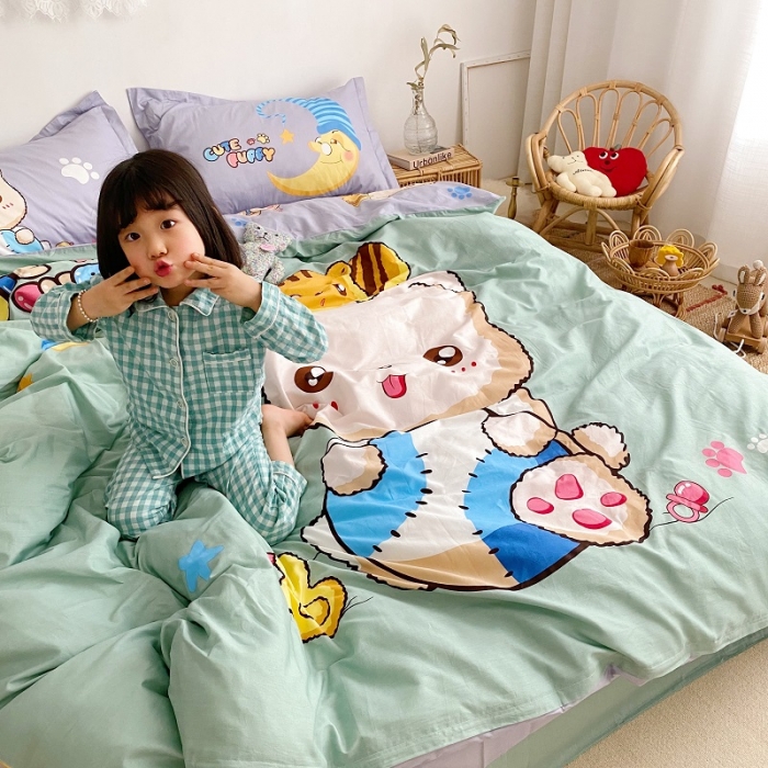 91家纺网 家纺一手货源 找家纺 金爱家 2021新款13372卡通全棉四件套 可爱熊