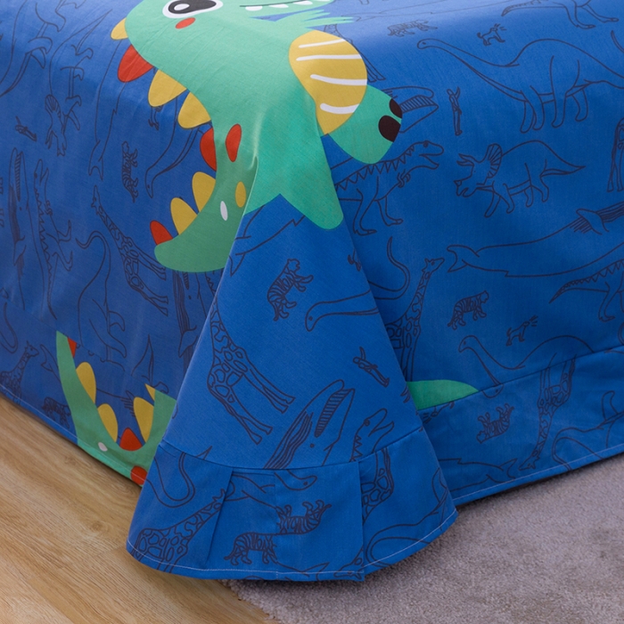 91家纺网 家纺一手货源 找家纺 金爱家 2021新款13372卡通全棉四件套 恐龙乐园2