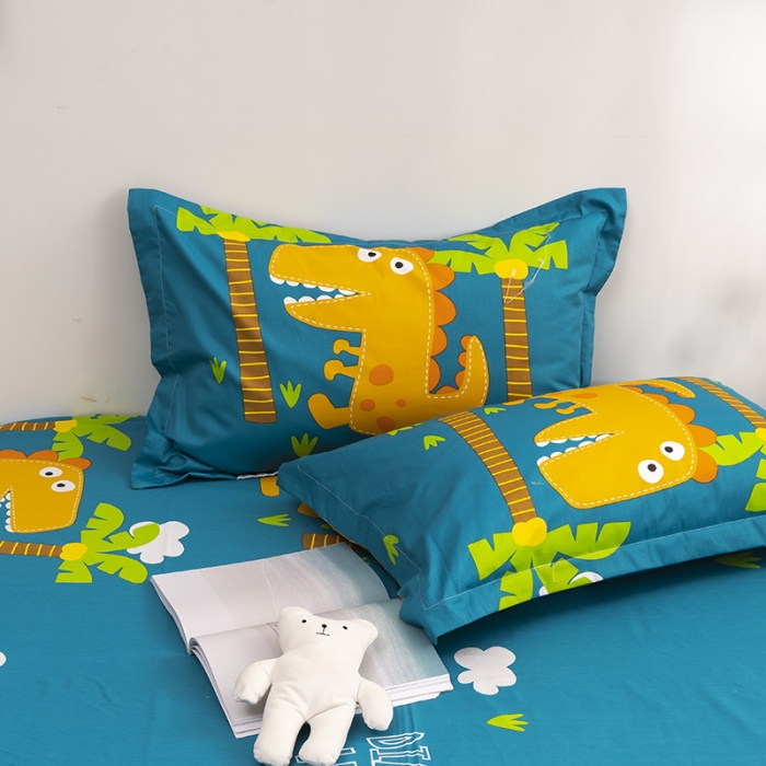 91家纺网 家纺一手货源 找家纺 金爱家 2021新款13372卡通全棉四件套 恐龙世界