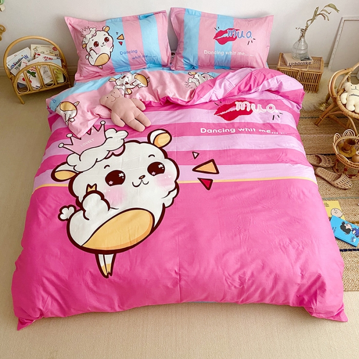 91家纺网 家纺一手货源 找家纺 金爱家 2021新款13372卡通全棉四件套 萌萌哒