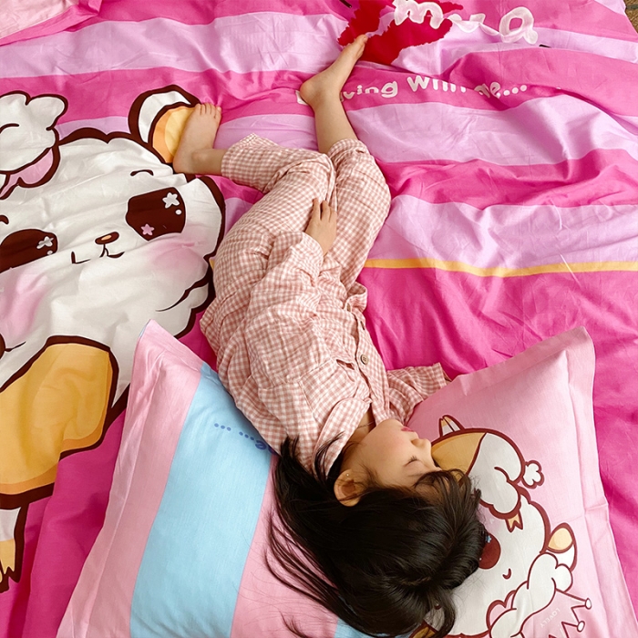 91家纺网 家纺一手货源 找家纺 金爱家 2021新款13372卡通全棉四件套 萌萌哒