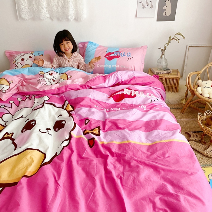 91家纺网 家纺一手货源 找家纺 金爱家 2021新款13372卡通全棉四件套 萌萌哒