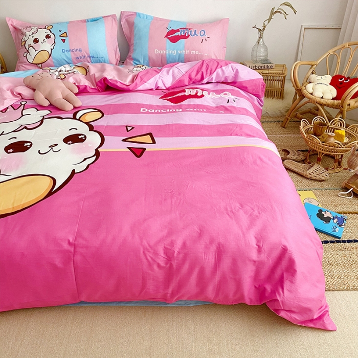 91家纺网 家纺一手货源 找家纺 金爱家 2021新款13372卡通全棉四件套 萌萌哒