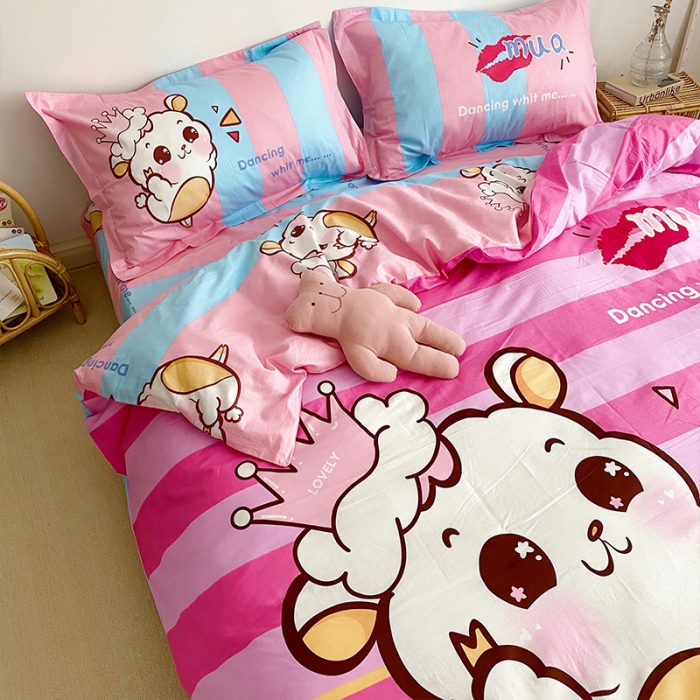 91家纺网 家纺一手货源 找家纺 金爱家 2021新款13372卡通全棉四件套 萌萌哒