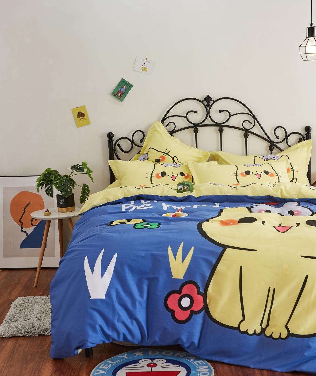 91家纺网 家纺一手货源 找家纺 金爱家 2021新款13372卡通全棉四件套 萌咪