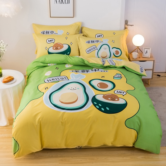 91家纺网 家纺一手货源 找家纺 金爱家 2021新款13372卡通全棉四件套 牛油果