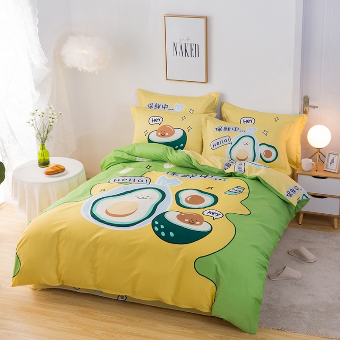 91家纺网 家纺一手货源 找家纺 金爱家 2021新款13372卡通全棉四件套 牛油果