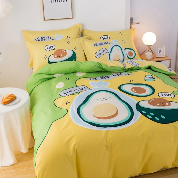 91家纺网 家纺一手货源 找家纺 金爱家 2021新款13372卡通全棉四件套 牛油果