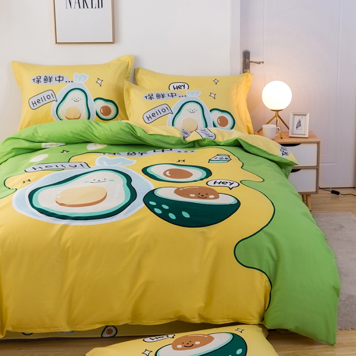 91家纺网 家纺一手货源 找家纺 金爱家 2021新款13372卡通全棉四件套 牛油果