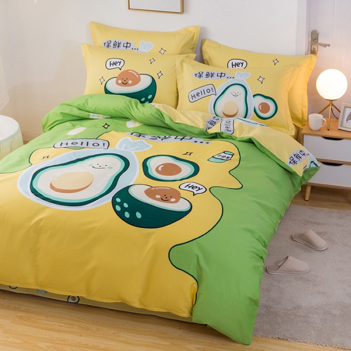 91家纺网 家纺一手货源 找家纺 金爱家 2021新款13372卡通全棉四件套 牛油果