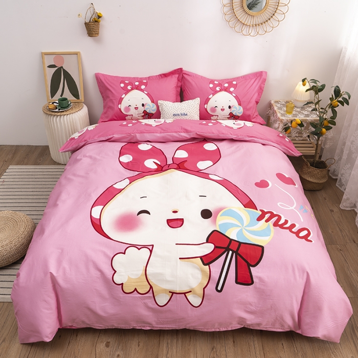 91家纺网 家纺一手货源 找家纺 金爱家 2021新款13372卡通全棉四件套 森兔