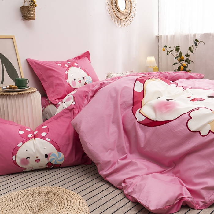 91家纺网 家纺一手货源 找家纺 金爱家 2021新款13372卡通全棉四件套 森兔