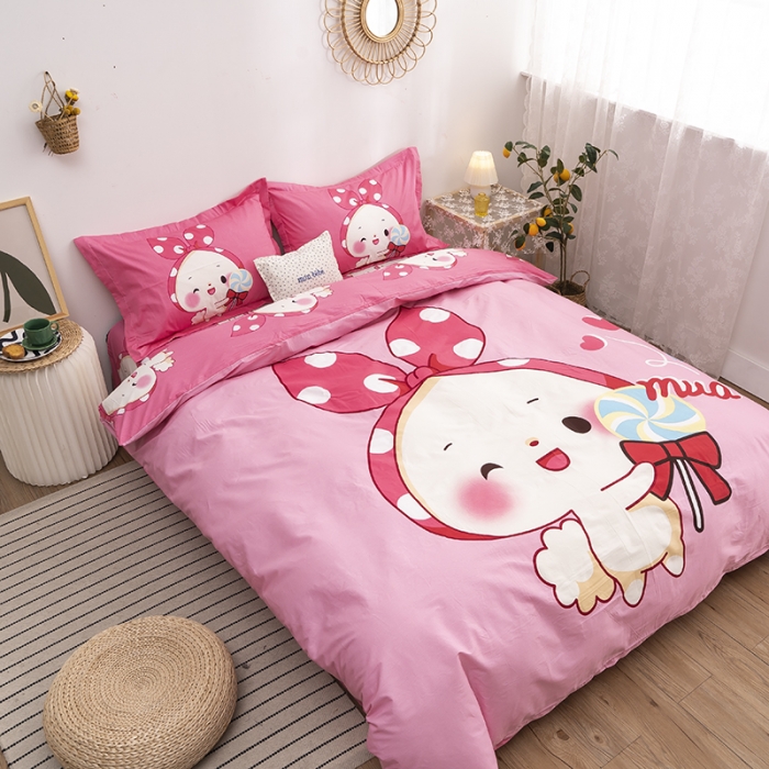 91家纺网 家纺一手货源 找家纺 金爱家 2021新款13372卡通全棉四件套 森兔