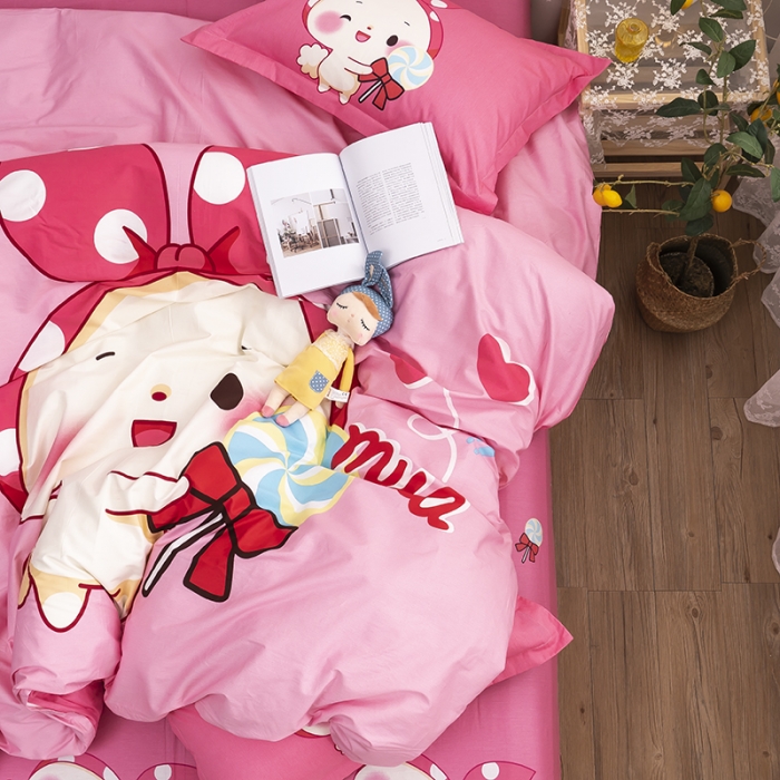 91家纺网 家纺一手货源 找家纺 金爱家 2021新款13372卡通全棉四件套 森兔