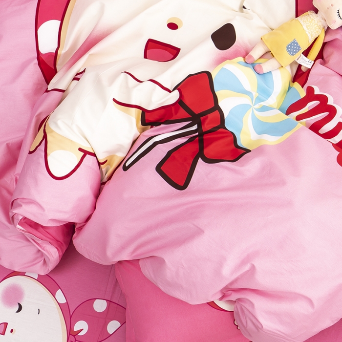 91家纺网 家纺一手货源 找家纺 金爱家 2021新款13372卡通全棉四件套 森兔