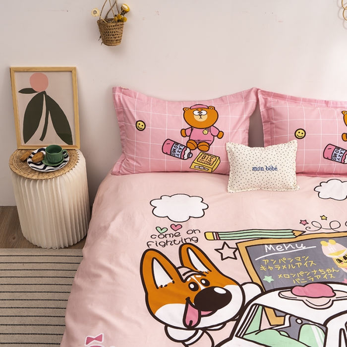 91家纺网 家纺一手货源 找家纺 金爱家 2021新款13372卡通全棉四件套 数学天才