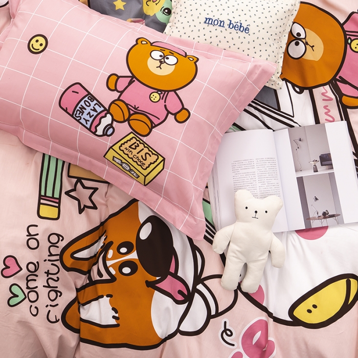 91家纺网 家纺一手货源 找家纺 金爱家 2021新款13372卡通全棉四件套 数学天才