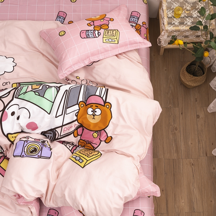 91家纺网 家纺一手货源 找家纺 金爱家 2021新款13372卡通全棉四件套 数学天才