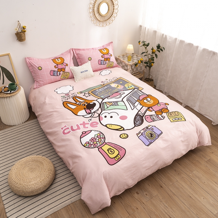 91家纺网 家纺一手货源 找家纺 金爱家 2021新款13372卡通全棉四件套 数学天才