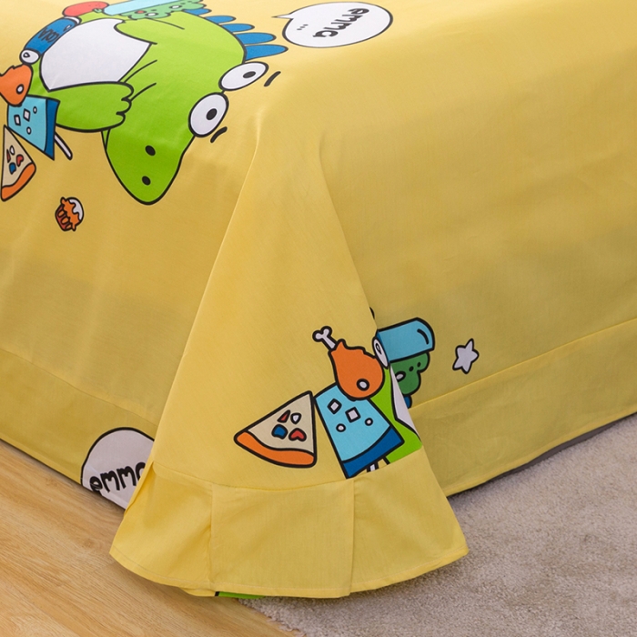 91家纺网 家纺一手货源 找家纺 金爱家 2021新款13372卡通全棉四件套 贪吃龙