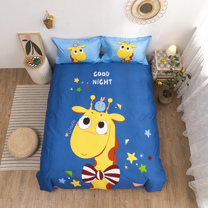 91家纺网 家纺一手货源 找家纺 金爱家 2021新款13372卡通全棉四件套 羞羞鹿