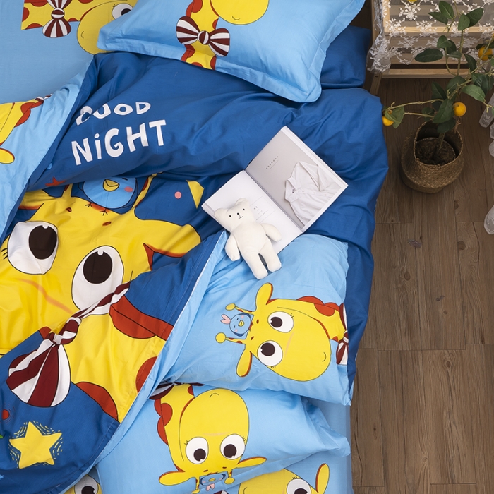 91家纺网 家纺一手货源 找家纺 金爱家 2021新款13372卡通全棉四件套 羞羞鹿