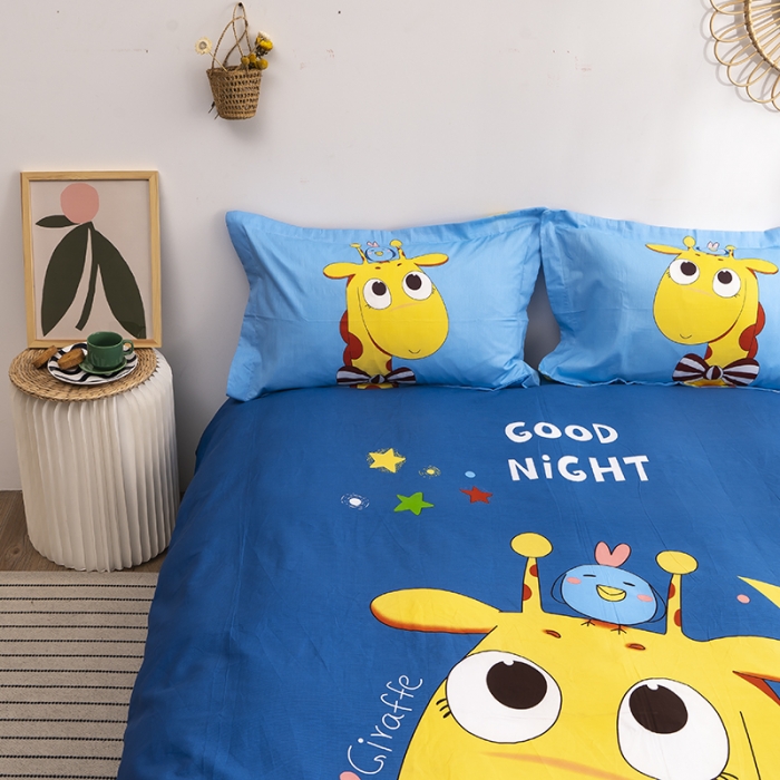 91家纺网 家纺一手货源 找家纺 金爱家 2021新款13372卡通全棉四件套 羞羞鹿