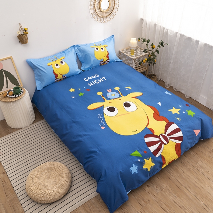 91家纺网 家纺一手货源 找家纺 金爱家 2021新款13372卡通全棉四件套 羞羞鹿