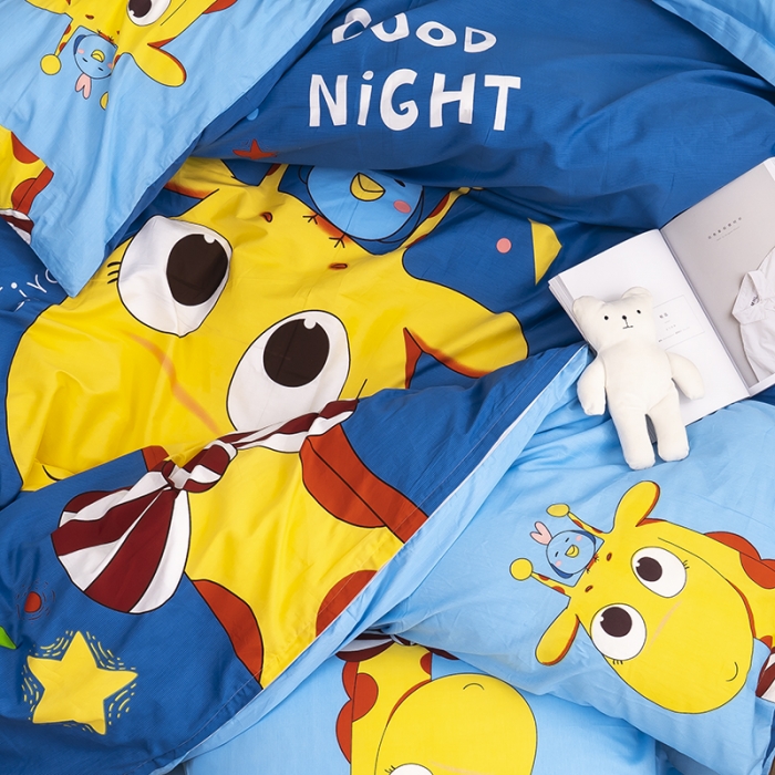 91家纺网 家纺一手货源 找家纺 金爱家 2021新款13372卡通全棉四件套 羞羞鹿