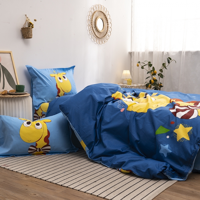 91家纺网 家纺一手货源 找家纺 金爱家 2021新款13372卡通全棉四件套 羞羞鹿