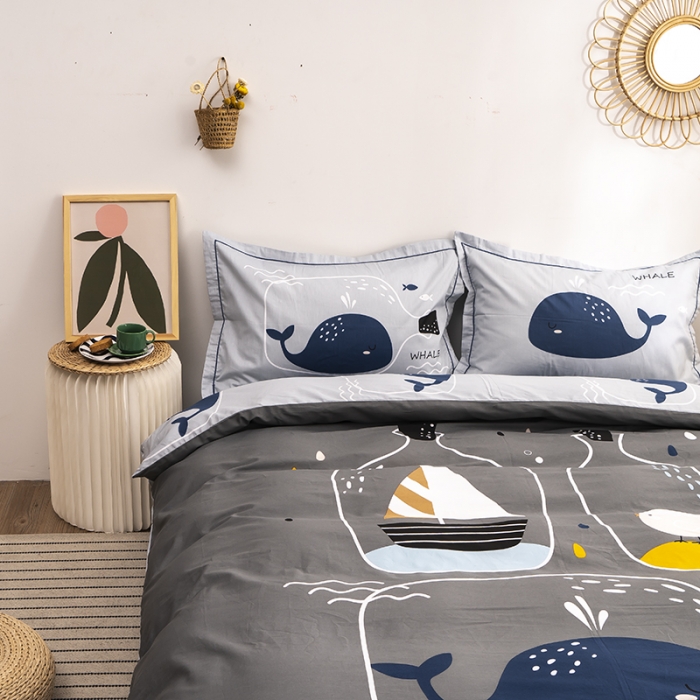 91家纺网 家纺一手货源 找家纺 金爱家 2021新款13372卡通全棉四件套 许愿瓶