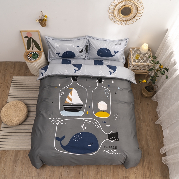 91家纺网 家纺一手货源 找家纺 金爱家 2021新款13372卡通全棉四件套 许愿瓶