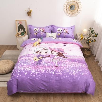 金爱家 2021新款13372卡通全棉四件套 薰衣草之恋
